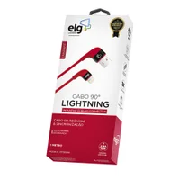 Cabo Lightning, Sincronização E Recarga 12w 2.4a, Conector 90°, 1 Metro, Vermelho, Xft810rd, Elg