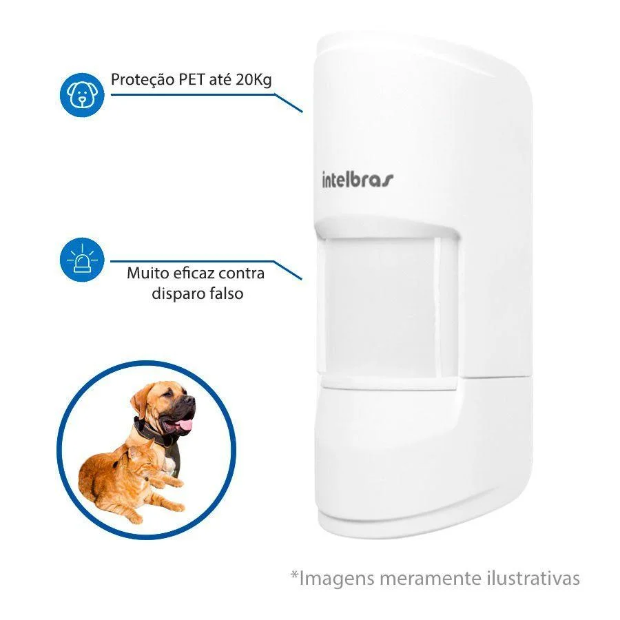 Imagem 2 de 4 do produto Sensor De Presença Infravermelho Intelbras Ivp 4101, Sem fio, Pet Smart, 20Kg