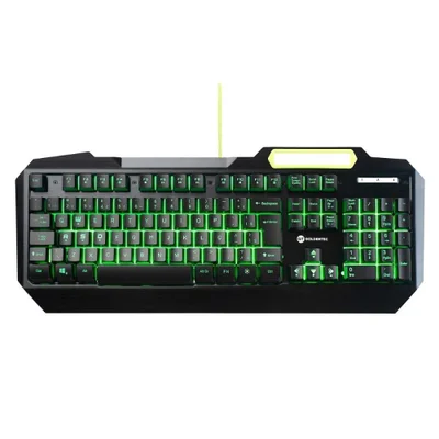 Teclado Gamer Goldentec GT Legend, LED Backlight, ABNT2, Anti-Ghosting,  107 Teclas retroiluminadas, Verde Alumínio