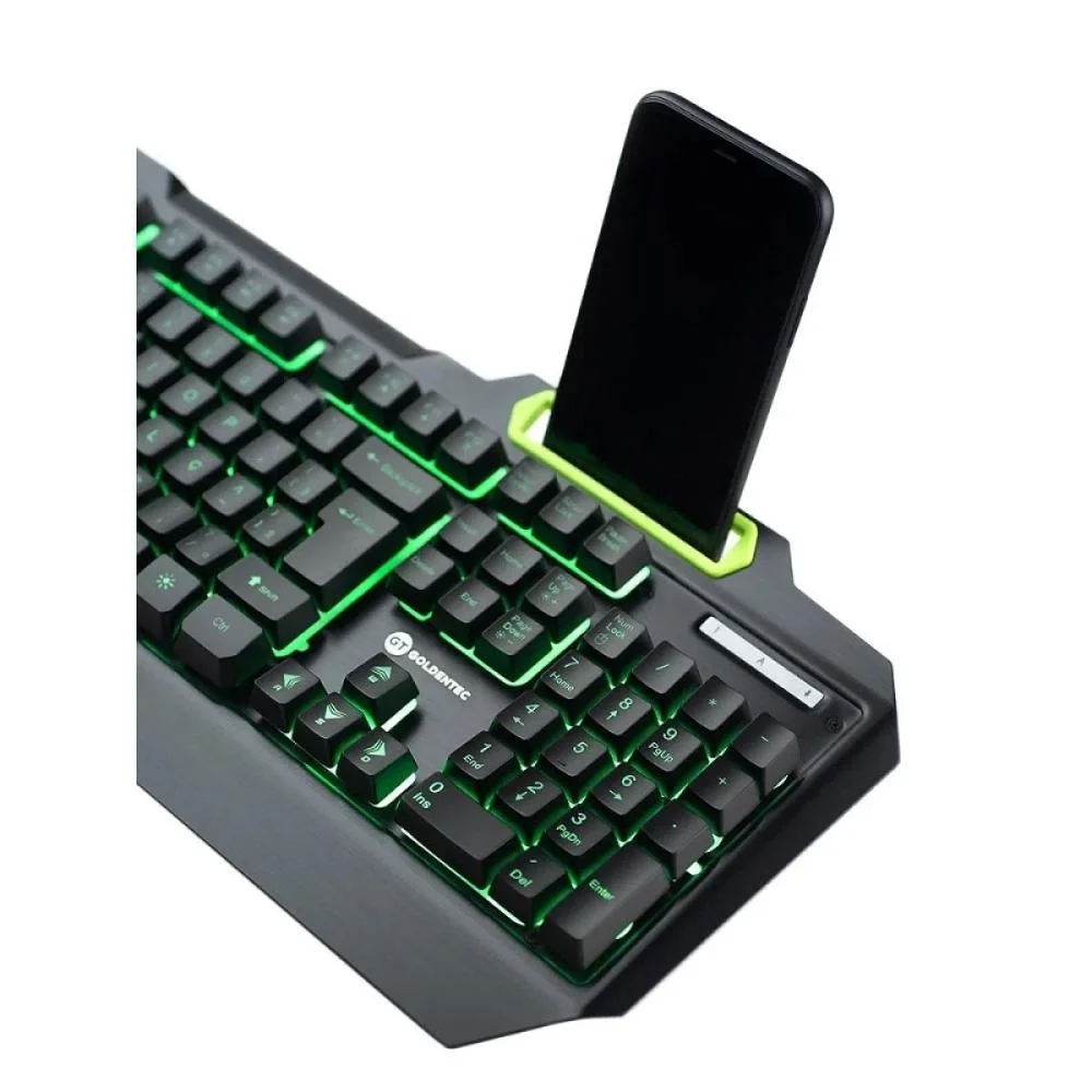 Imagem 3 de 5 do produto Teclado Gamer Goldentec GT Legend, LED Backlight, ABNT2, Anti-Ghosting,  107 Teclas retroiluminadas, Verde Alumínio