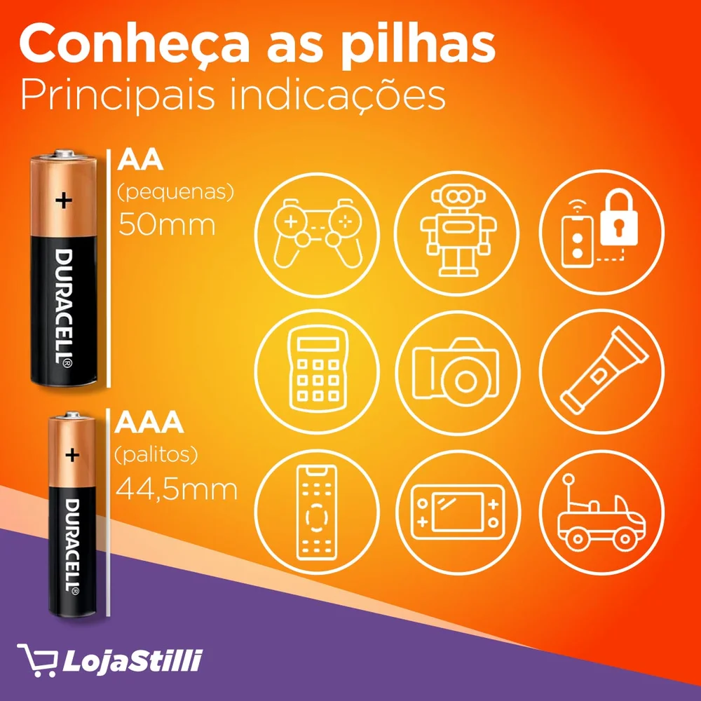 Pilha Alcalina Duracell, AAA , 8 Unidades