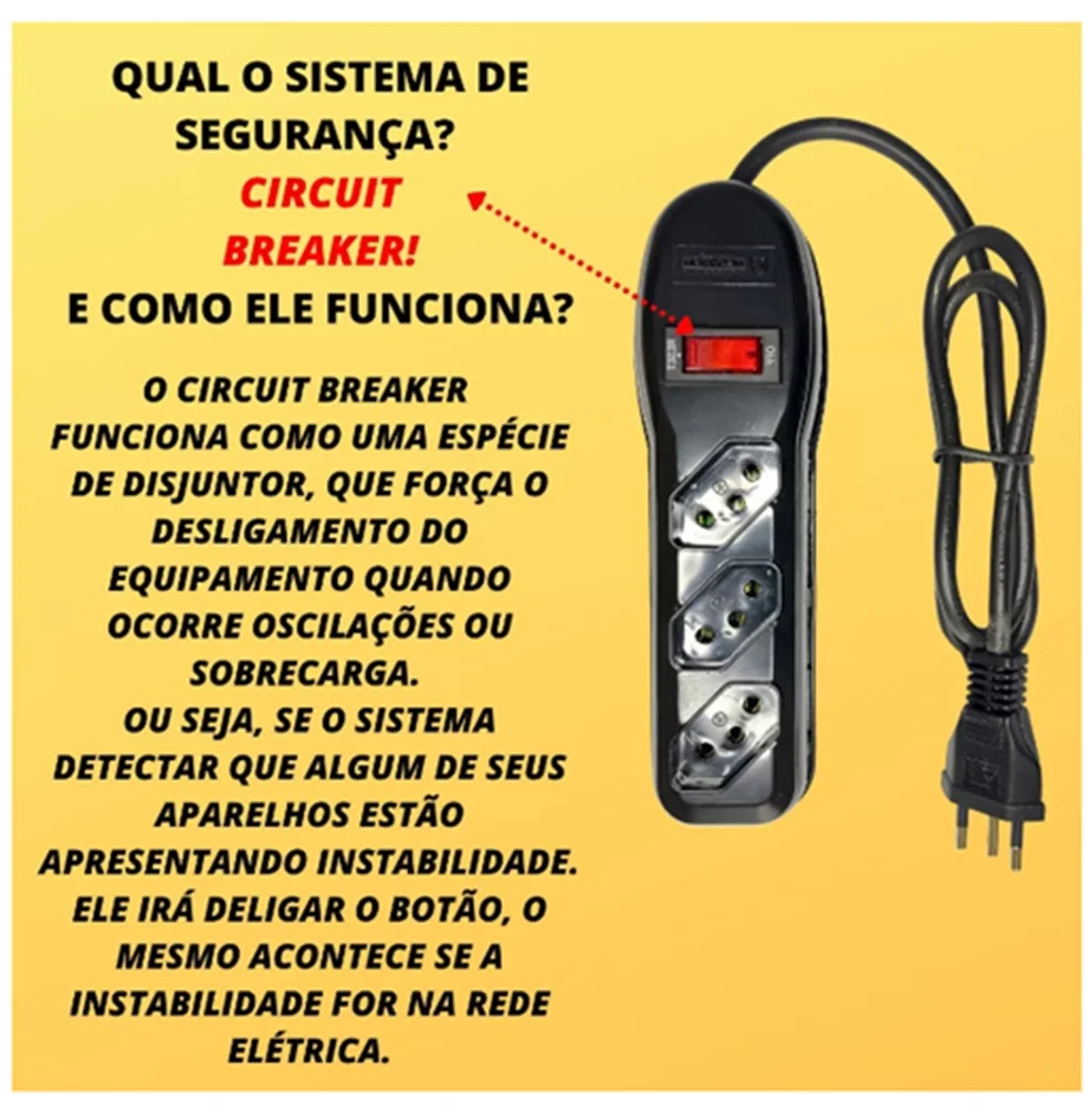 Filtro De Linha Megatron 3 Tomadas Pp 3x0.75, Comprimento 1 Metro Preto