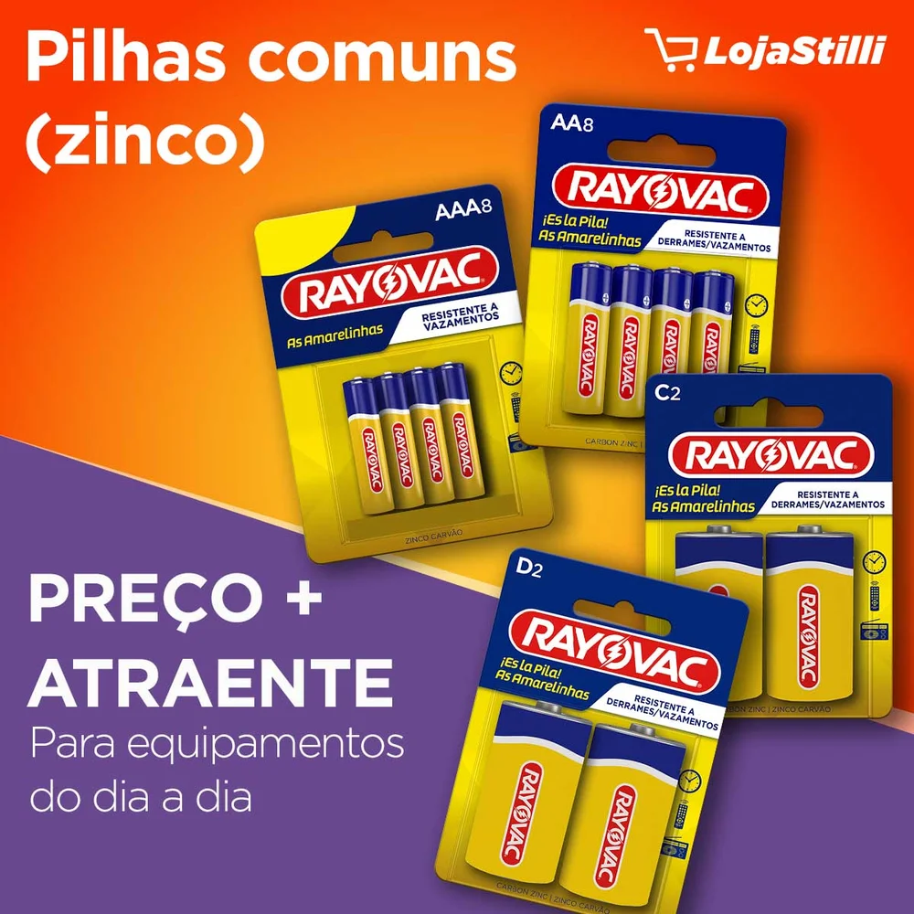 Pilha Rayovac As Amarelinhas Aaa Palito Tubo Com 40 1,5v Pilha Rayovac As Amarelinhas Aaa Palito Tubo Com 40 1,5v