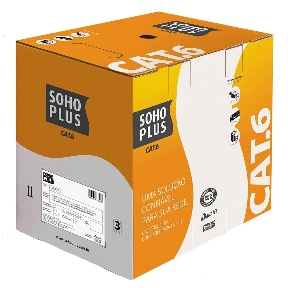 Imagem 4 de 5 do produto Cabo Lan Furukawa Sohoplus U/utp  Cat6 Cmx Azul Rohs - 24awgx4p
