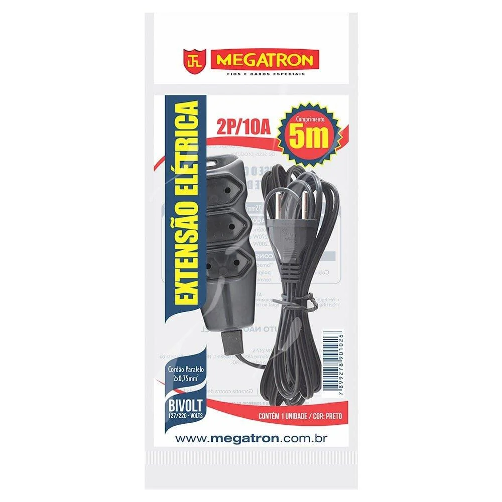 Imagem 3 de 5 do produto Extensao Cabo Pl 2x0,75 5 Metros Preta 102