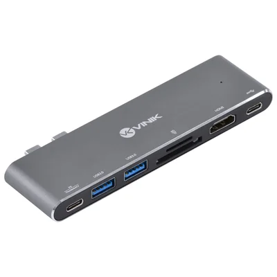 HUB,  USB Tipo C, Type c 7 Em 2, 2 USB 3.0, Leitor de Cartão Sd Tf,  Hdmi, Thunderbolt 3,Power Delivery 100w Hc-72
