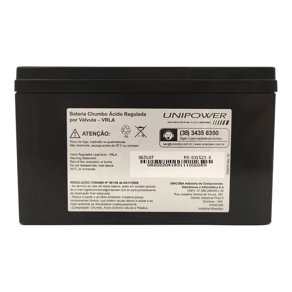 Imagem 4 de 5 do produto Bateria Unipower, 12v, 12ah, Selada, F250, Up12120 Rt