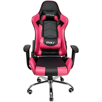 Cadeira Gamer Mymax MX7, Suportado até 150Kg, Giratória, Preto e Rosa