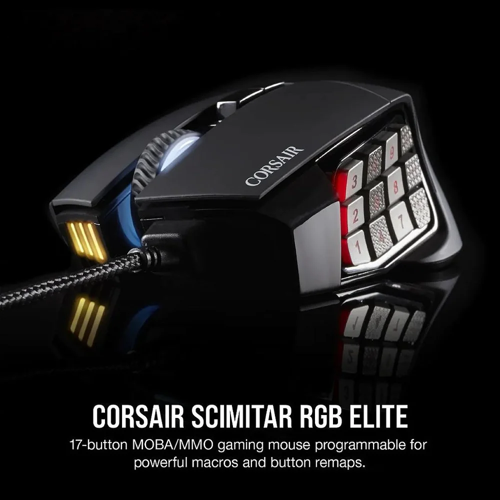 Imagem 5 de 5 do produto Mouse Com Fio Corsair Scimitar Elite Preto Rgb, 18.000dp
