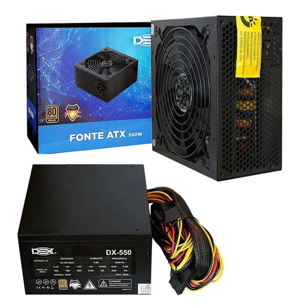 Imagem 3 de 4 do produto Fonte DEX ATX, 550W, 80 Plus Bronze, PFC Ativo - Dx-550