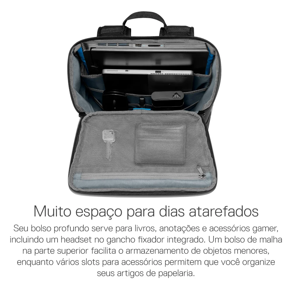 Imagem 4 de 5 do produto Mochila para Notebook Dell, até  17pol, Capa De Chuva Acoplada, Preto - Dell-gmbp1720pm