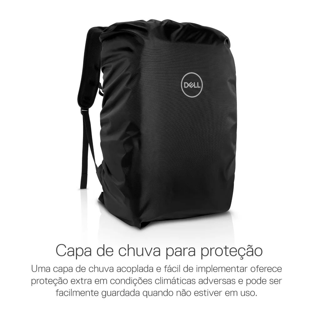 Imagem 5 de 5 do produto Mochila para Notebook Dell, até  17pol, Capa De Chuva Acoplada, Preto - Dell-gmbp1720pm