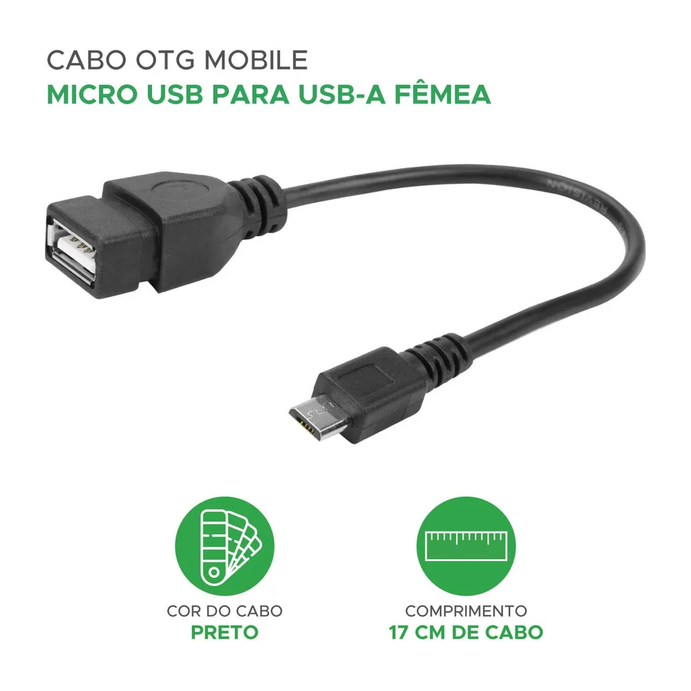Imagem 4 de 4 do produto Cabo Otg Adaptador 5 Conversor USB Mobile Para USB Fêmea, 17 Cm, 018-0112