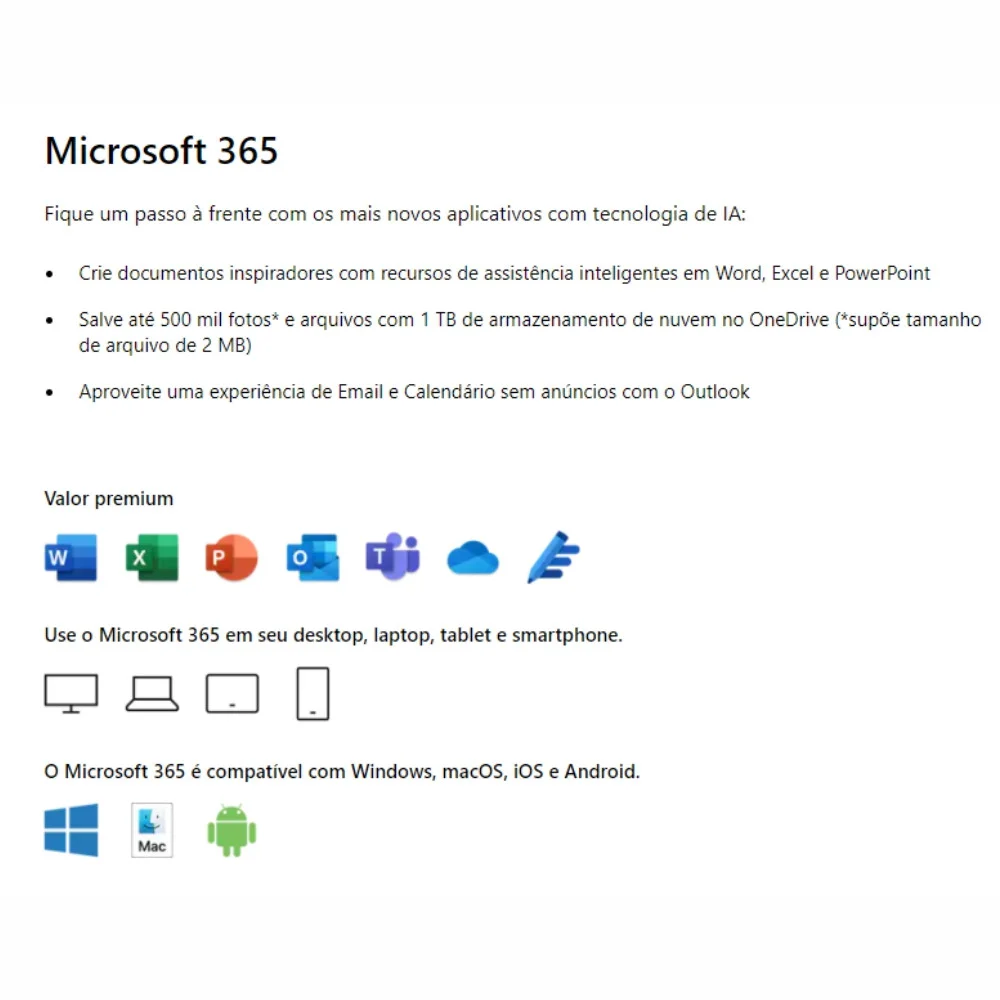 Microsoft Office 365 Personal, Licença Anual Para 1 Usuário - Qq2-00721