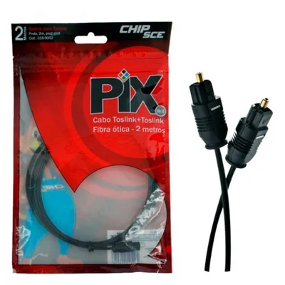 Cabo Óptico Digital Toslink - Para Áudio Digital - 2 Metros - Chip Sce 018-9002