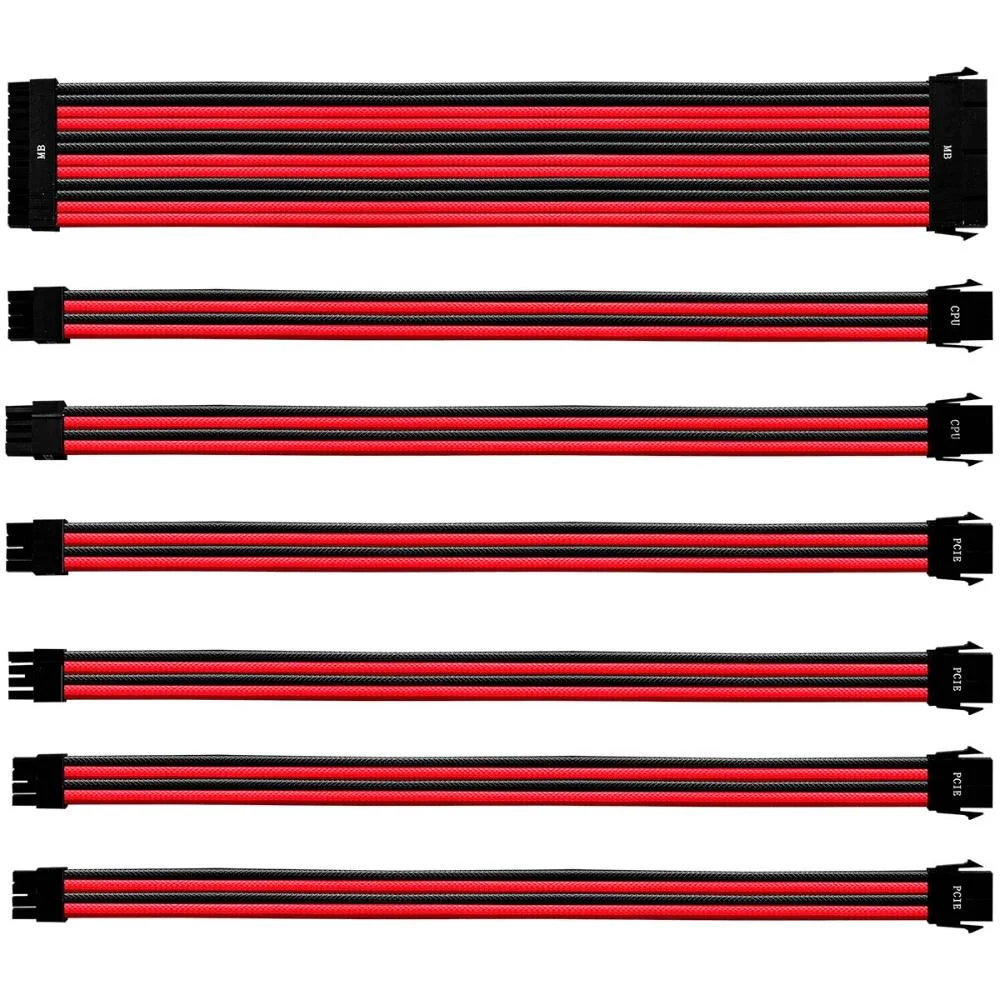 Kit Cooler Master De Extensão De Cabo Sleeved, Preto E Vermelho, Cma-nest16rdbk1-gl