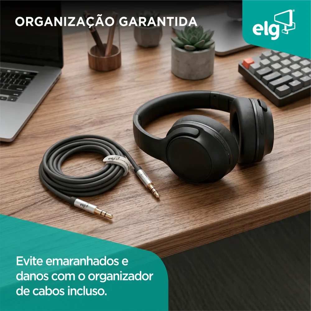 Imagem 4 de 5 do produto Cabo De Áudio Estéreo P2xp2, Alta Definição, Conectores Banhados A Ouro 24k, 2 Metros, Preto, P3520hd, Elg