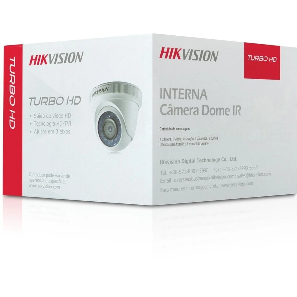 Câmera De Segurança Hikvision, Dome, 2MP, Full HD - 1080p, THC-T120C-P, 2.8mm Câmera De Segurança Hikvision, Dome, 2MP, Full HD - 1080p, THC-T120C-P, 2.8mm