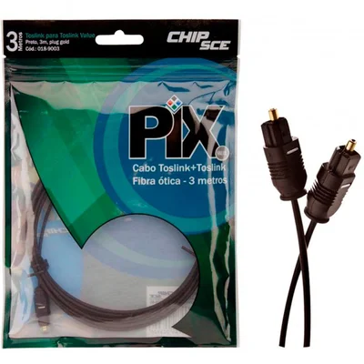 Cabo Óptico Digital Toslink, Para Áudio Digital, 3 Metros, Chip Sce, 018-9003