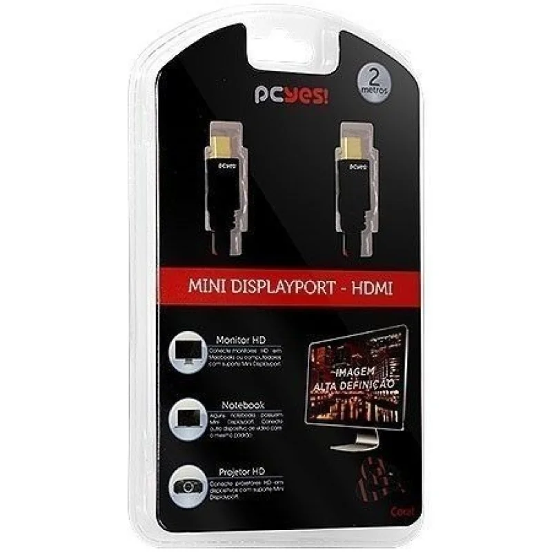 Imagem 4 de 4 do produto Cabo Mini Displayport - 2 Metros - Revestido De Nylon - PCyes