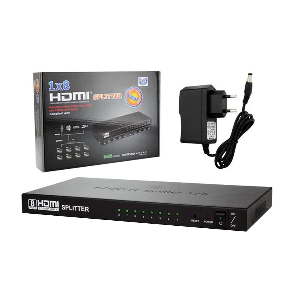 Imagem 1 de 1 do produto Multiplicador De Vídeo - Vídeo Splitter - 8 Saídas HDMI - Compatível Com HDMI, Hdcp E 3d - Hub0031
