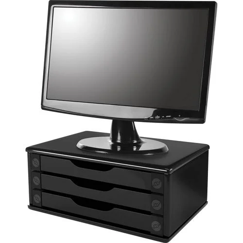Imagem 2 de 4 do produto Suporte De Mesa Para Monitor, Com 3 Gavetas, Black Piano - 3347