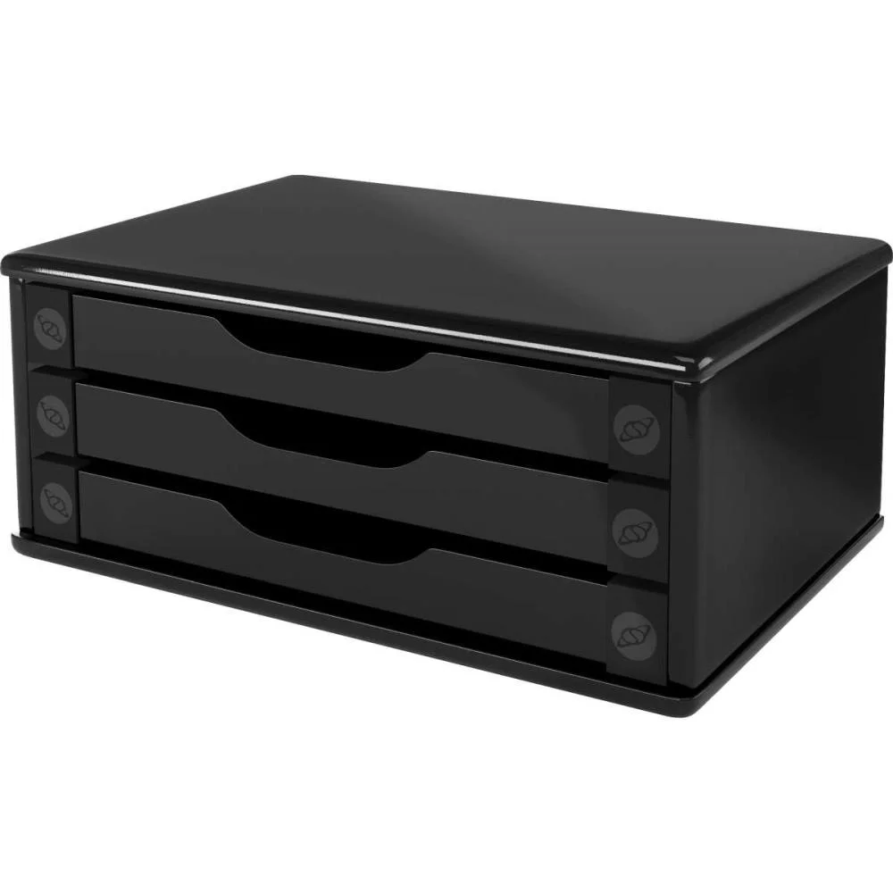 Imagem 3 de 4 do produto Suporte De Mesa Para Monitor, Com 3 Gavetas, Black Piano - 3347