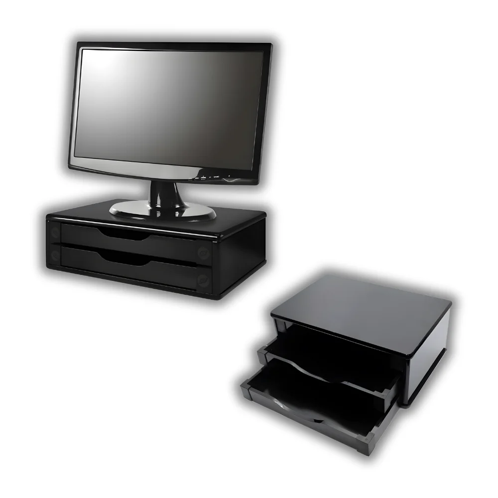 Imagem 4 de 4 do produto Suporte De Mesa Para Monitor, Com 3 Gavetas, Black Piano - 3347