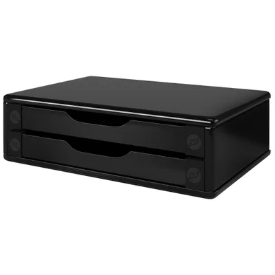 Suporte De Mesa Para Monitor, Com 2 Gavetas, Black Piano - 3346