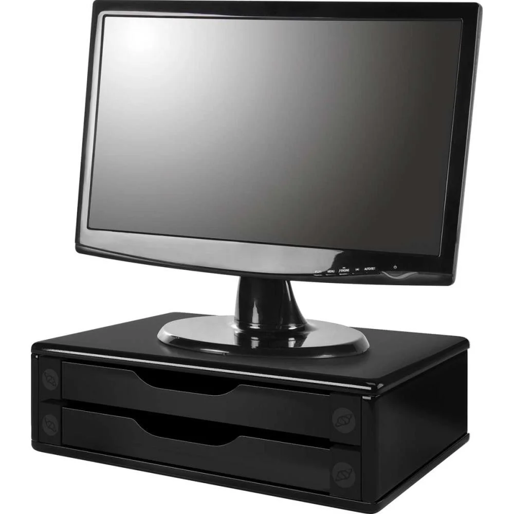 Imagem 3 de 4 do produto Suporte De Mesa Para Monitor, Com 2 Gavetas, Black Piano - 3346