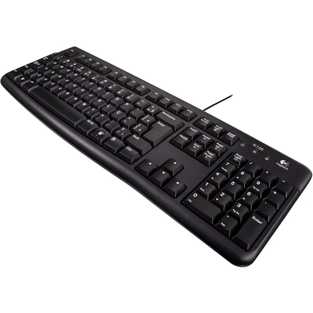 Imagem 3 de 5 do produto Teclado Com Fio Usb Logitech K120 Resistente À Respingos E Layout Abnt2 -920-004423
