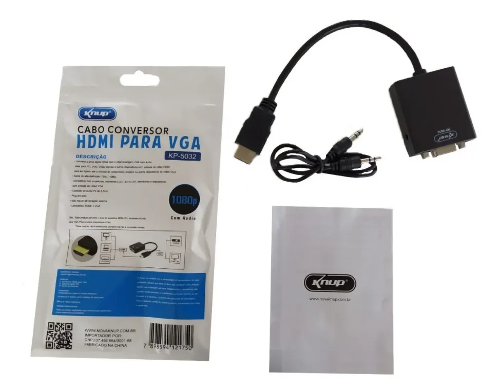 Imagem 5 de 5 do produto Cabo Adaptador Conversor HDMI X VGA Knup - KP-5032