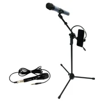 Kit Pedestal Tripé +suporte P/ Celular+ Microfone Com Fio
