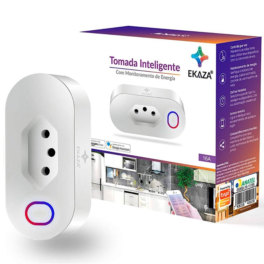 Tomada Inteligente Ekaza Eknx-t005, Wi-fi, 16a, Compativel Com Alexa E Google Assistente
