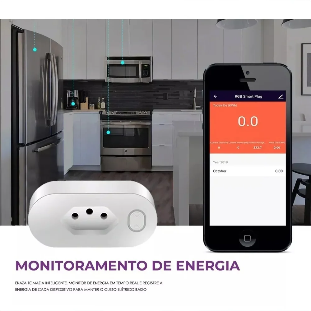 Imagem 5 de 5 do produto Tomada Inteligente Ekaza Eknx-t005, Wi-fi, 16a, Compativel Com Alexa E Google Assistente