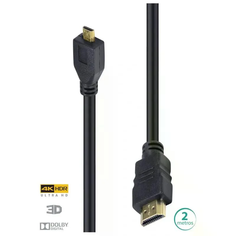Imagem 3 de 5 do produto Cabo Vinik H20mc-2, HDMI 2.0 Para Micro HDMI 4k Ultra HD 3D Conexao Ethernet 2 Metros
