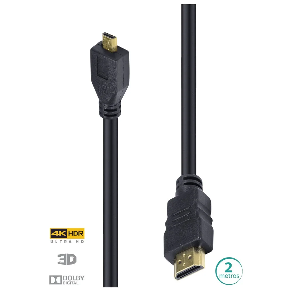 Imagem 5 de 5 do produto Cabo Vinik H20mc-2, HDMI 2.0 Para Micro HDMI 4k Ultra HD 3D Conexao Ethernet 2 Metros