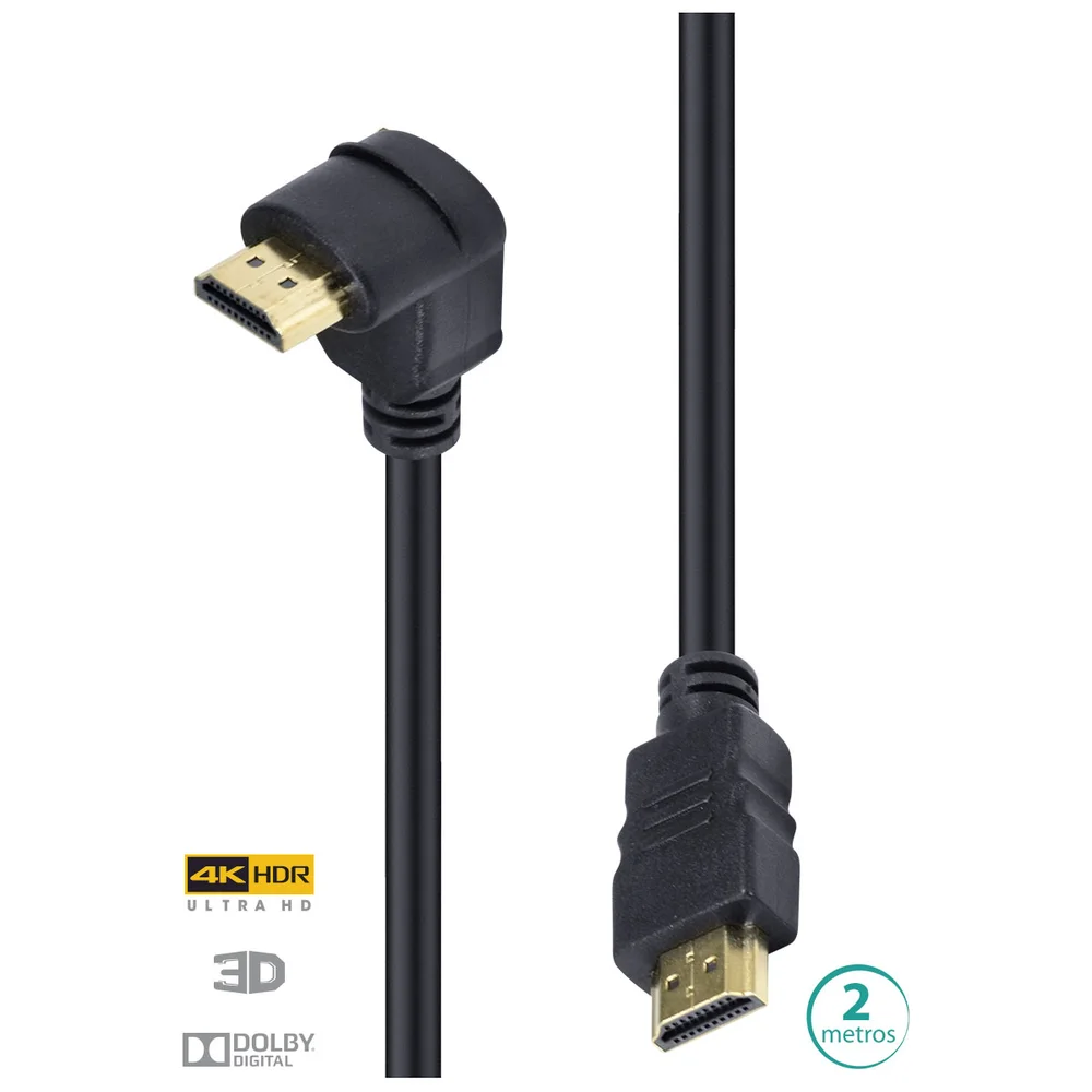 Imagem 5 de 5 do produto Cabo HDMI 2.0 4k Ultra Hd 3d Conexao Ethernet Com 01 Conector 90o 2 Metros - H2090-2
