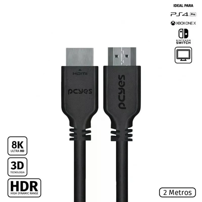 Imagem 2 de 5 do produto Cabo HDMI Ultra 2.1 28awg Puro Cobre 8k 2 Metros - Phm21-2
