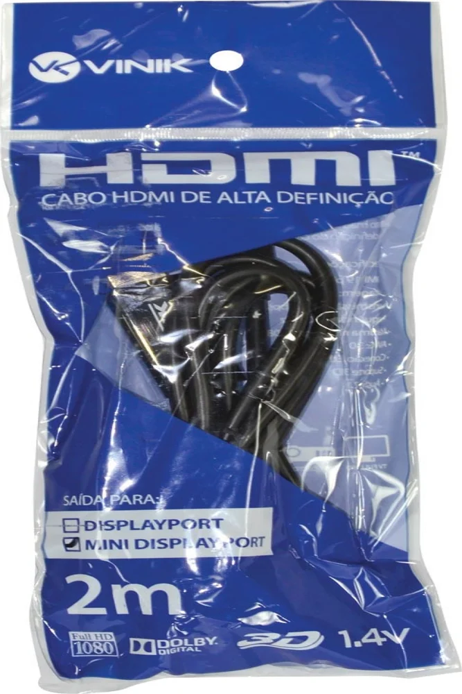 Imagem 4 de 4 do produto Cabo Mini Displayport 1.1 - HDMI, Vinik Hmdp-2, 1.4v, 2M
