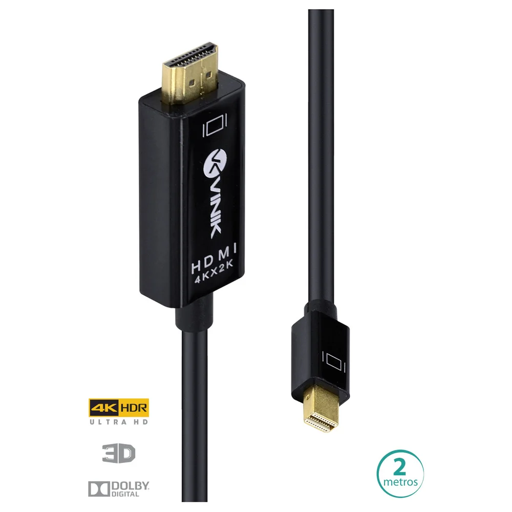 Imagem 5 de 5 do produto Cabo Mini Displayport Para HDMI 2.0 4k Ultra Hd 2 Metros - H20mdp-2