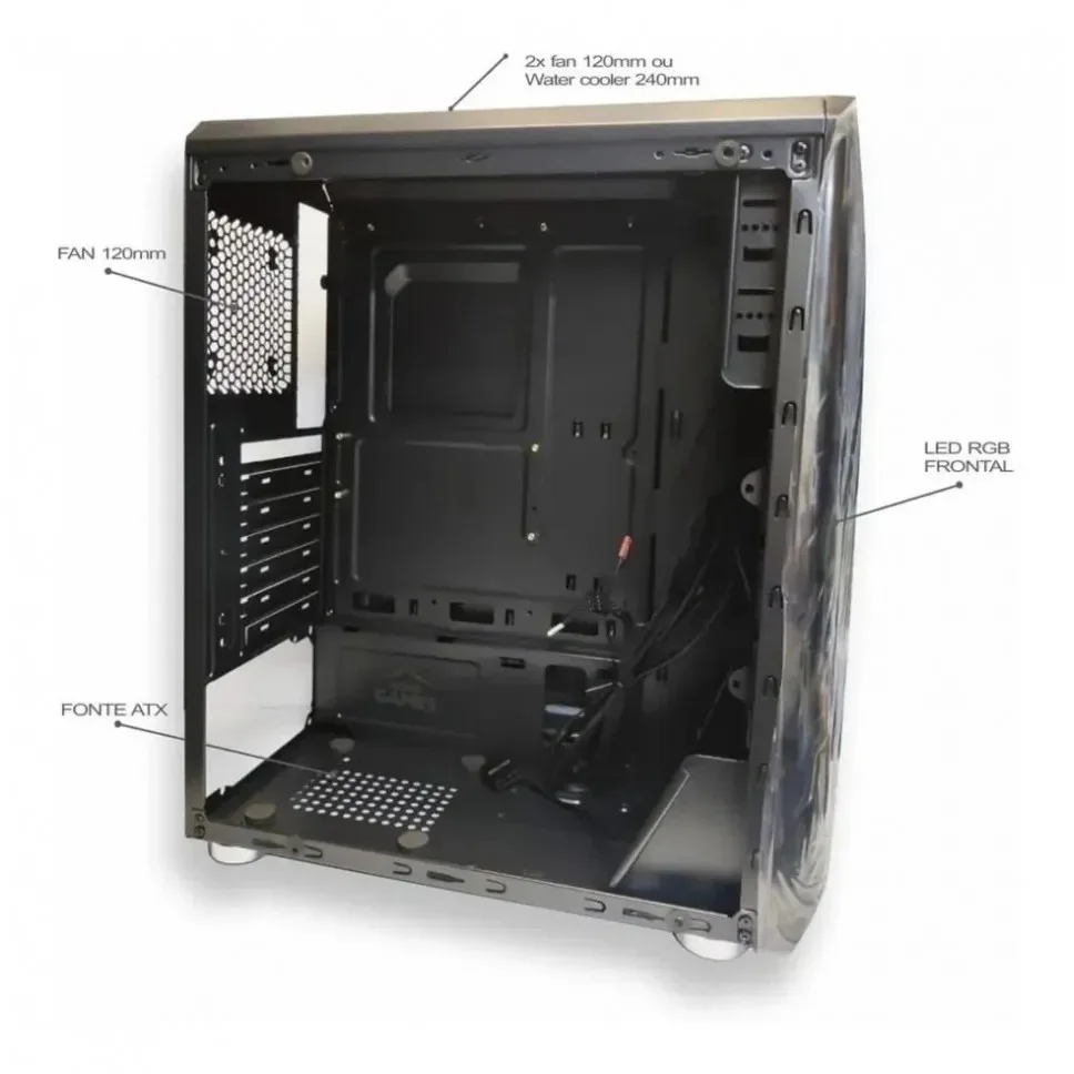 Imagem 3 de 5 do produto Gabinete Hayom Gamer Lateral Vidro Rgb Gb1700