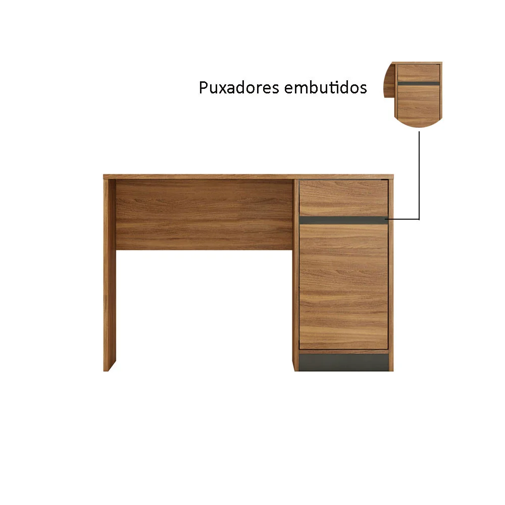 Imagem 2 de 5 do produto Escrivaninha Demóbile Morada, 1 Gaveta, 1 Porta, Amendola/Grafito- 29600