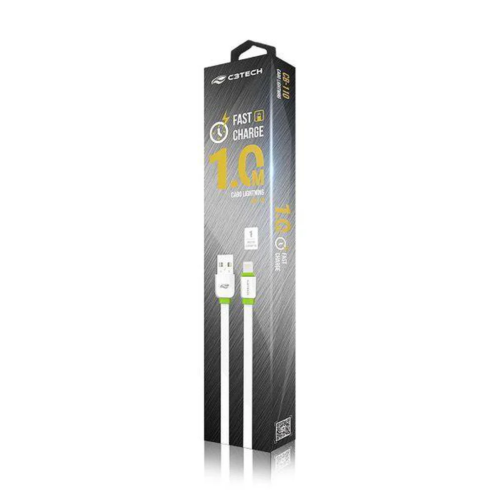 Imagem 5 de 5 do produto Cabo Usb C3tech Cb-110wh Lightning 2a 1 Metro Branco