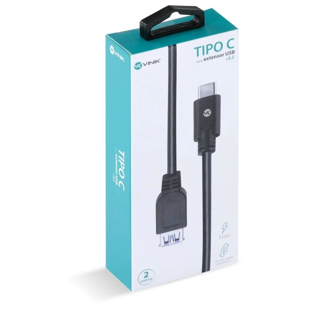 Imagem 3 de 5 do produto Cabo Usb Tipo C Para Extensor Usb A Femea V3.2 Gen1 5gbps 2 Metros - C32uaf-2