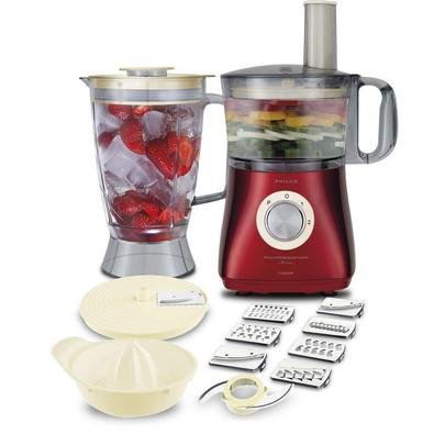 Multiprocessador Philco Retro PMP1000V, 2 Vel + Pulsar, 1000W, Vermelho - 220V3 em 1Processador, espremedor e liquidificador. Diversas funções em um
