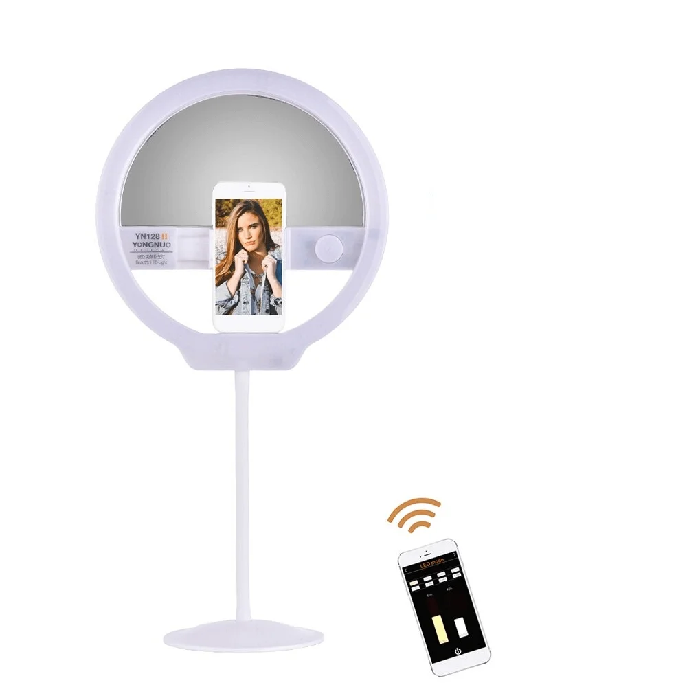 Iluminador Circular Ring Light LED Yongnuo Yn128 Ii Beauty Light Bi-color Com Espelho (branco)