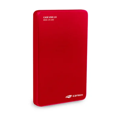 Case Para HD C3 Tech, 2.5, USB 2.0, Vermelho - CH-200-RD