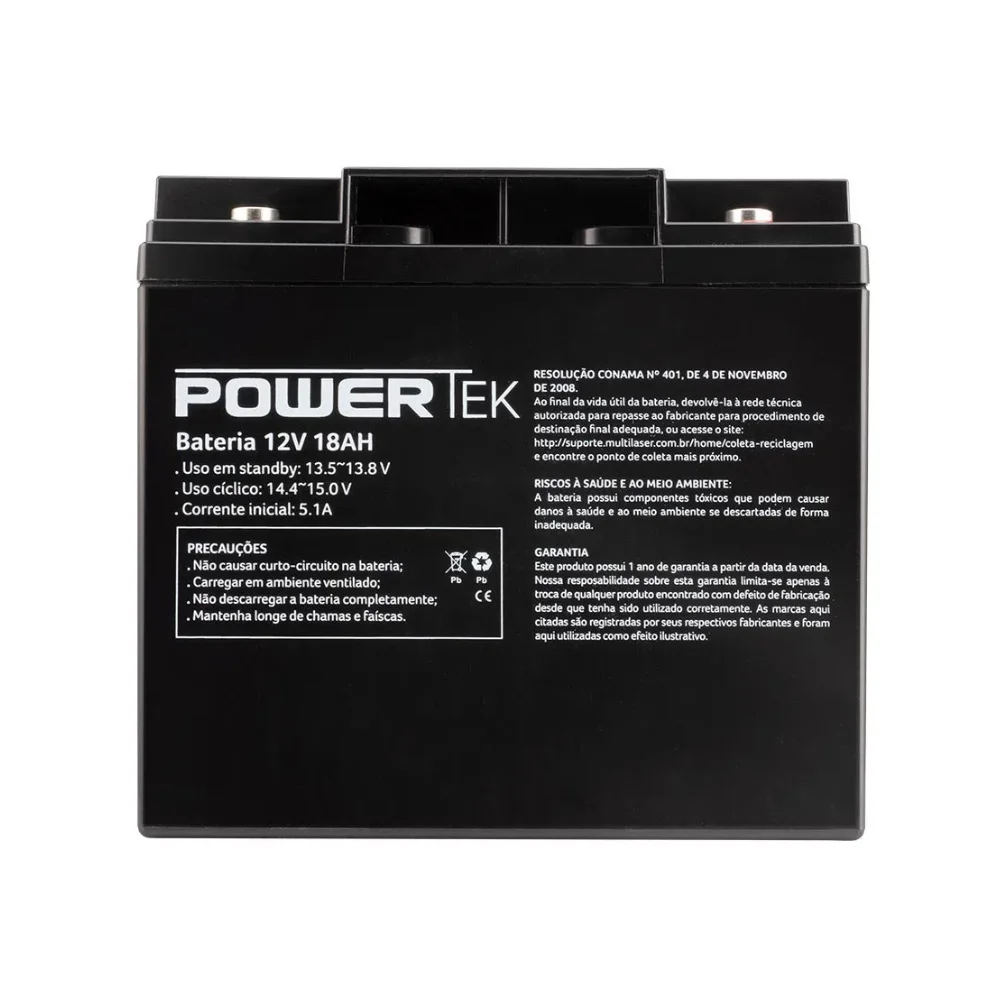 Imagem 2 de 5 do produto Bateria Selada Powertek, Para Nobreak, Chumbo, 12V, 18Ah - En017
