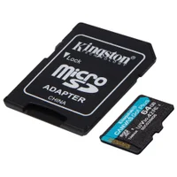 Cartao De Memoria Kingston MicroSDXC 64GB Classe 10 com Adaptador 170MB/s - Sdcg3/64gb